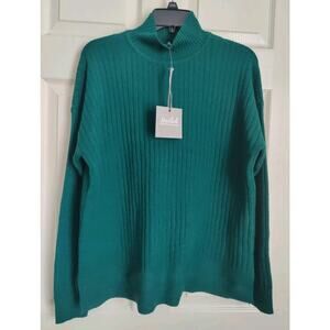 Marled by Reunited Clothing Ribbed Mock Neck Sweater – Ponderosa Pine Green –NWT